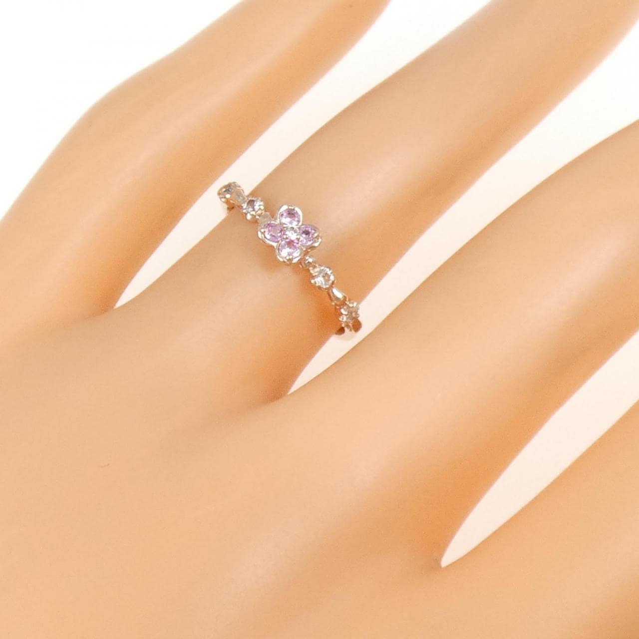 K10PG フラワー サファイヤ リング