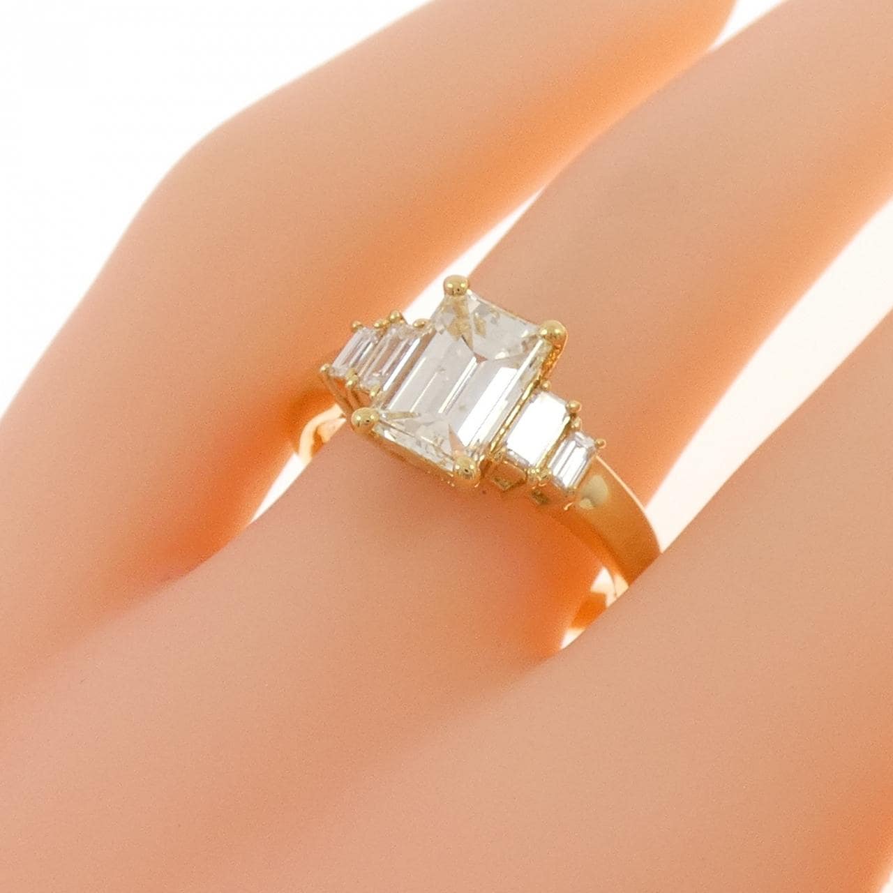 【リメイク】K18YG ダイヤモンド リング 1.548CT VLY SI1 エメラルドカット