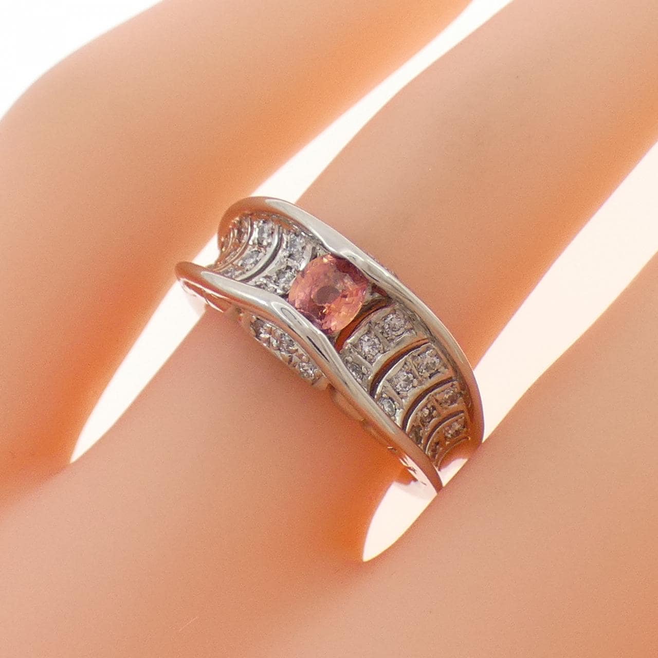 PT900 パパラチアサファイヤ リング 0.340CT