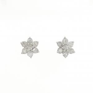 K18WG フラワー ダイヤモンド ピアス 1.00CT