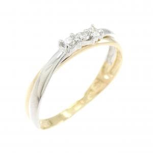 K18YG/PT900 スリーストーン ダイヤモンド リング 0.08CT