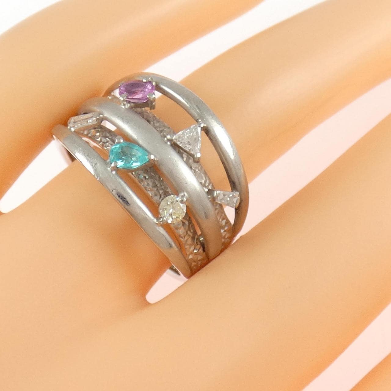 PT900 カラーストーン リング