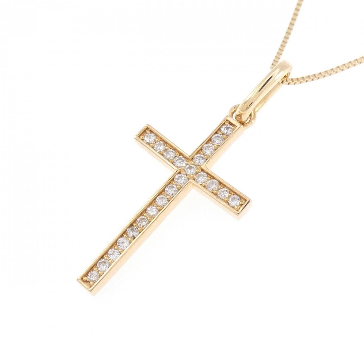 K18YG クロス ダイヤモンド ネックレス 0.24CT