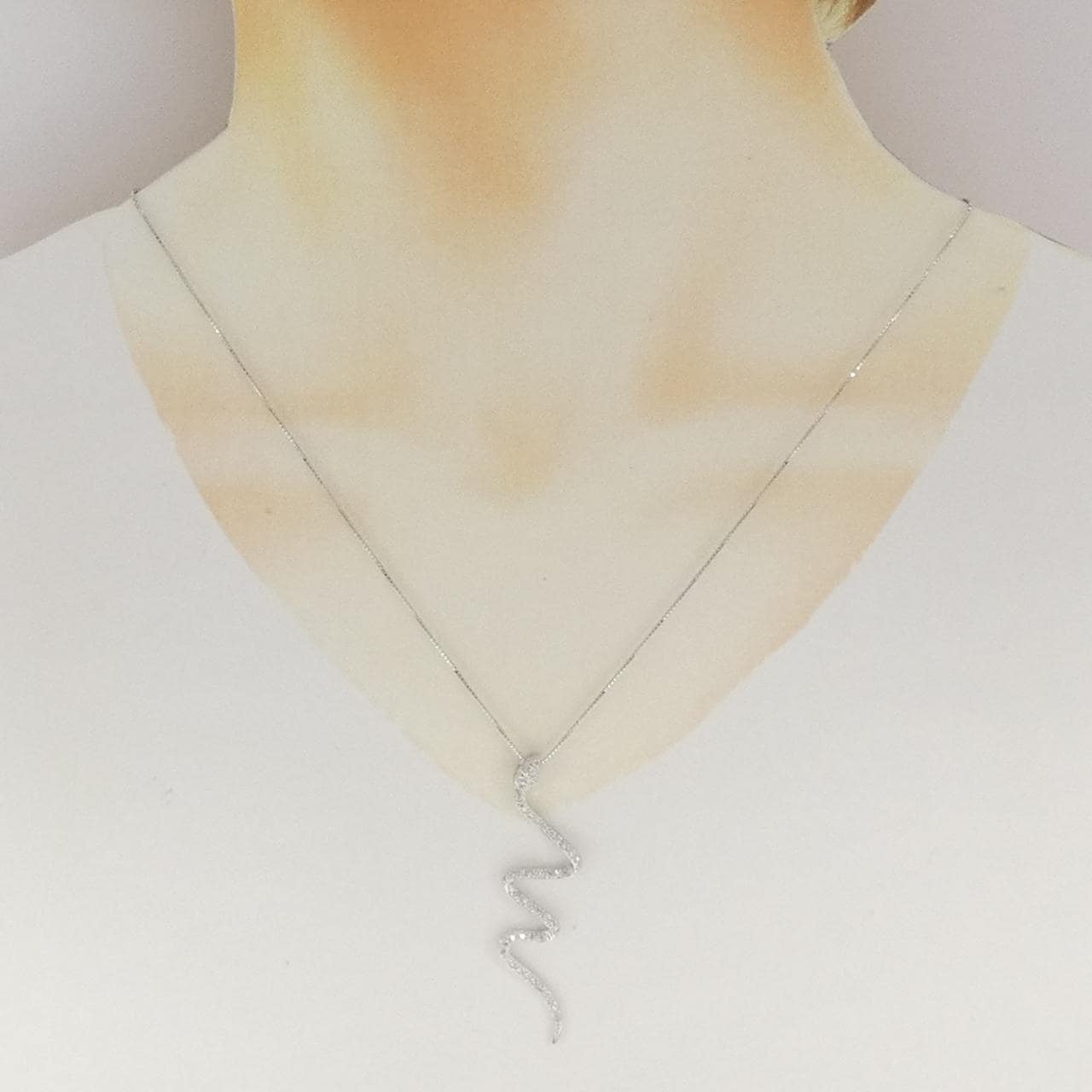 K18WG スネーク ダイヤモンド ネックレス 0.50CT