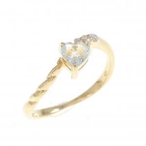 K18YG ハート アクアマリン リング