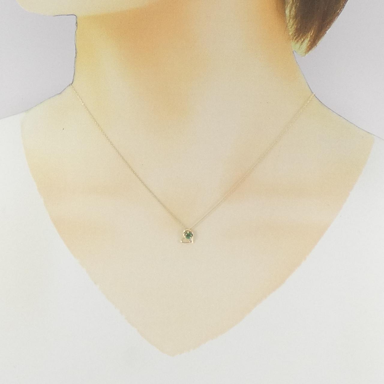 K10YG ハート エメラルド ネックレス