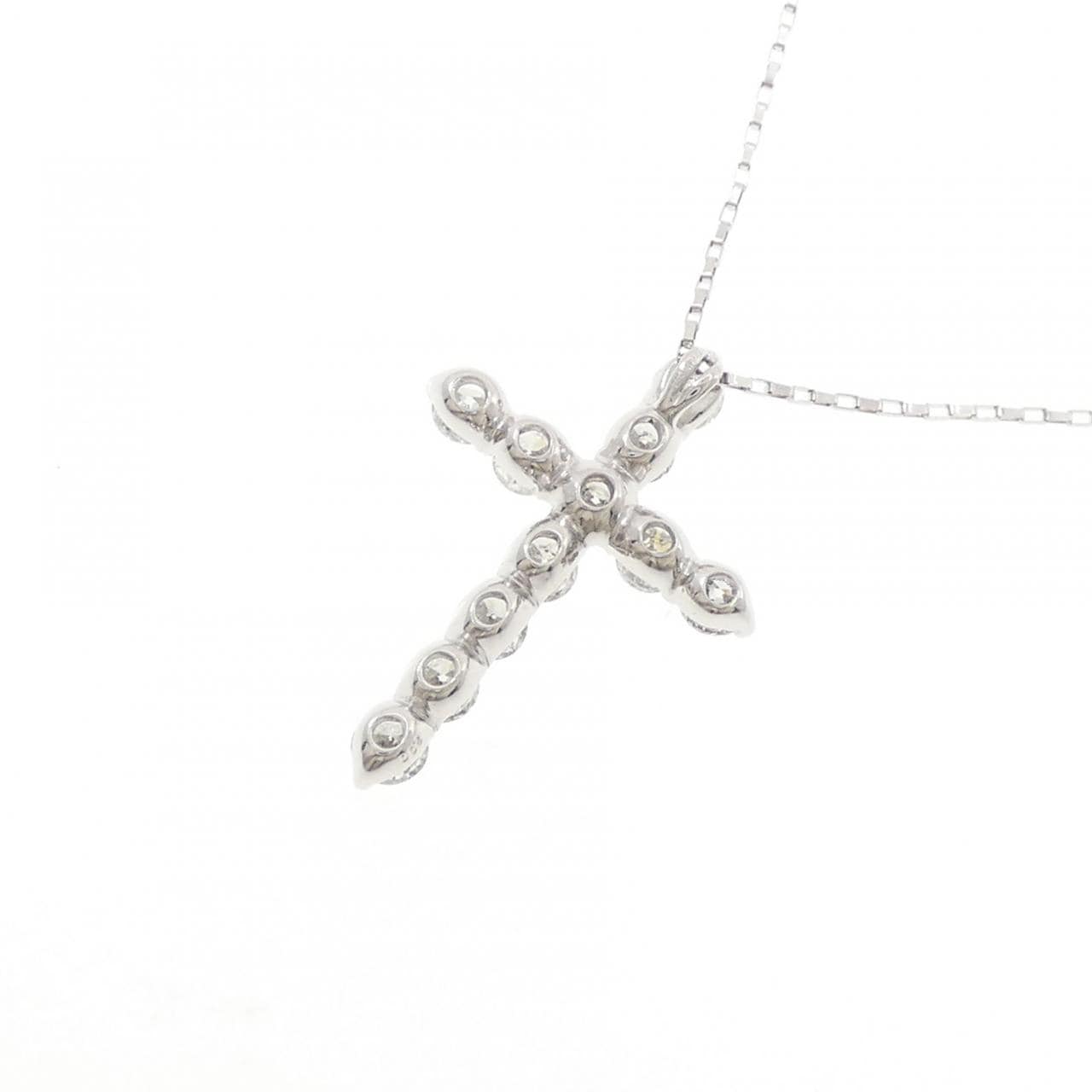K18WG クロス ダイヤモンド ネックレス 2.00CT