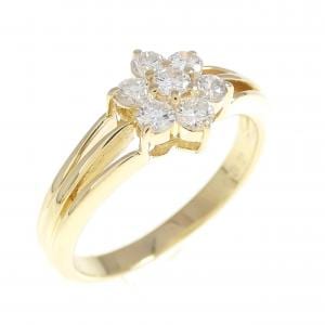 K18YG フラワー ダイヤモンド リング 0.32CT