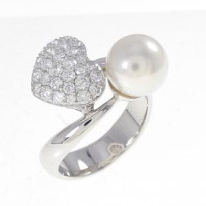 18KTWG ハート アコヤパール リング 8.3mm