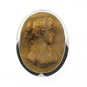 K18YG/PT900 タイガーアイ ブローチ