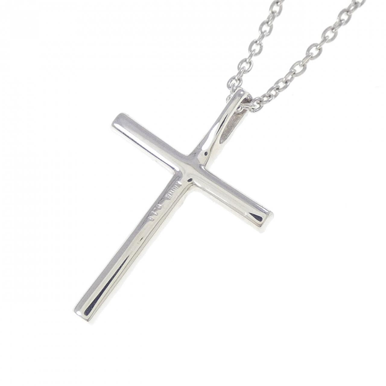 K18WG クロス ダイヤモンド ネックレス 0.16CT