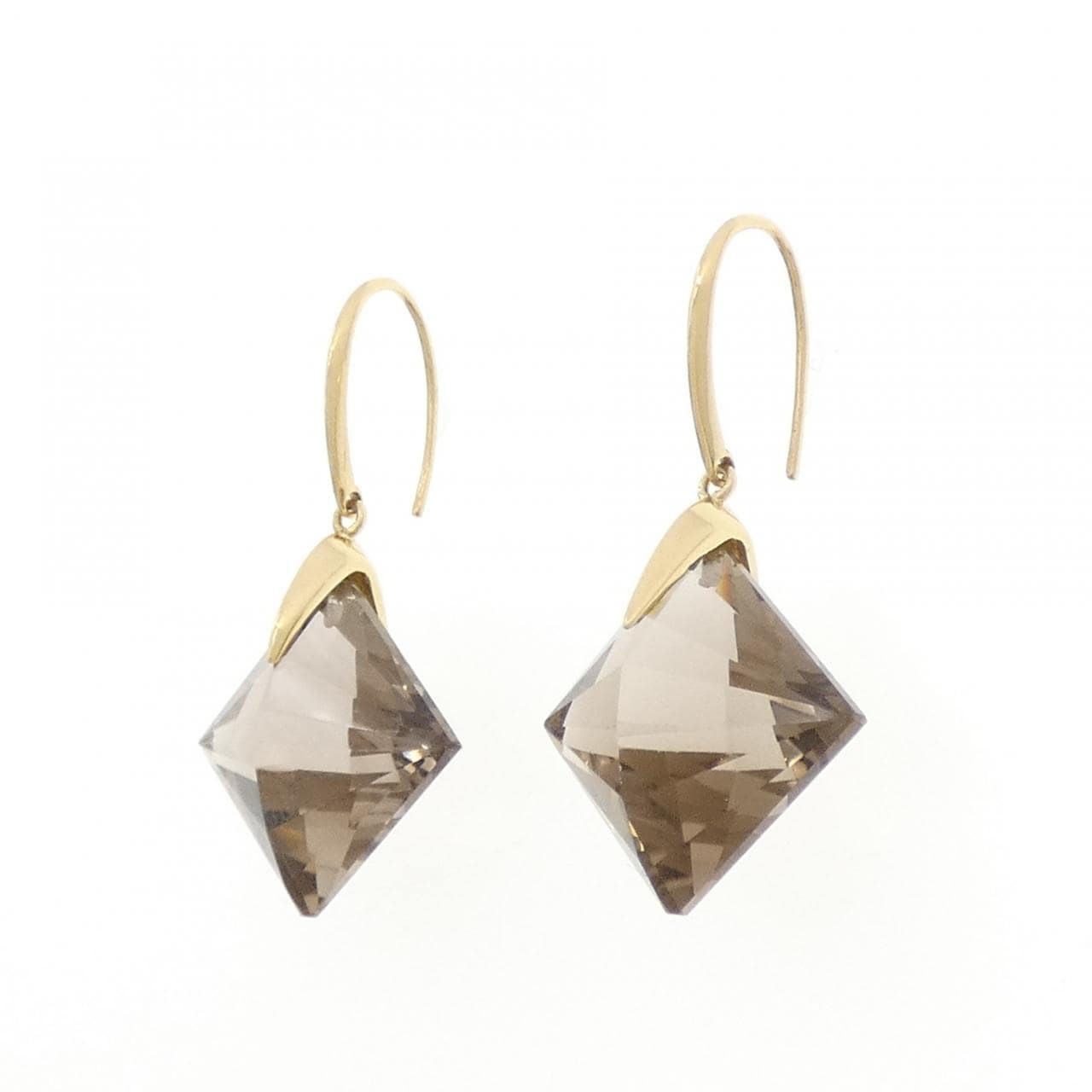 K18YG スモーキークオーツ ピアス