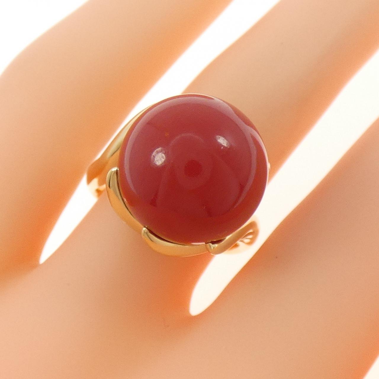 K18YG サンゴ リング 13.8mm