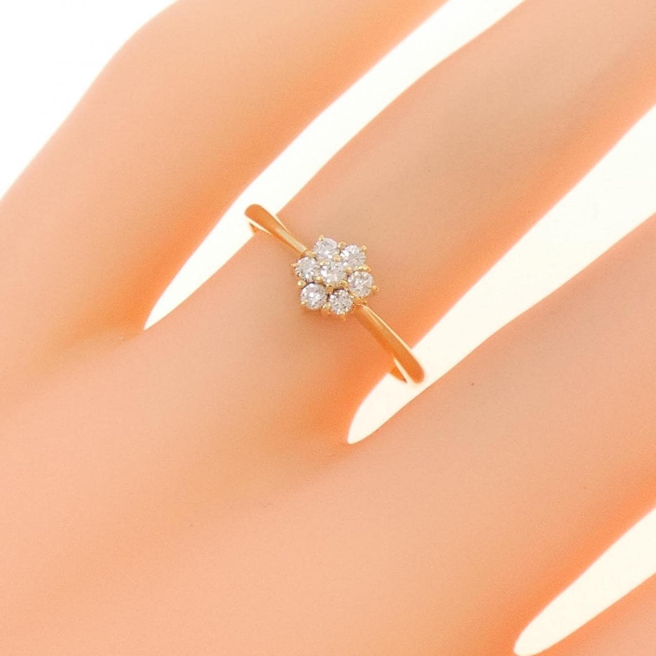 K18YG フラワー ダイヤモンド リング 0.14CT