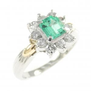 K18YG/PT900 エメラルド リング 0.46CT