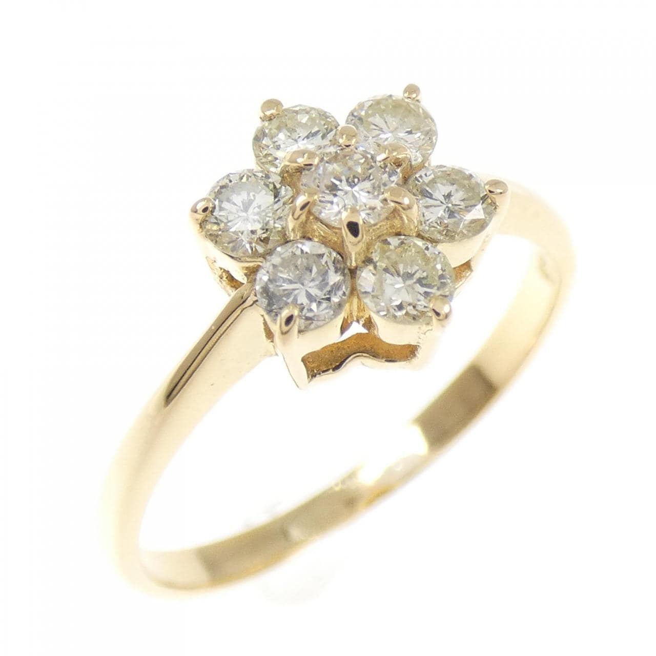 K18YG フラワー ダイヤモンド リング 0.50CT