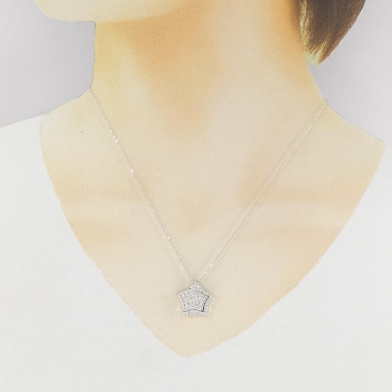 K18WG スター パヴェ ダイヤモンド ネックレス 0.50CT
