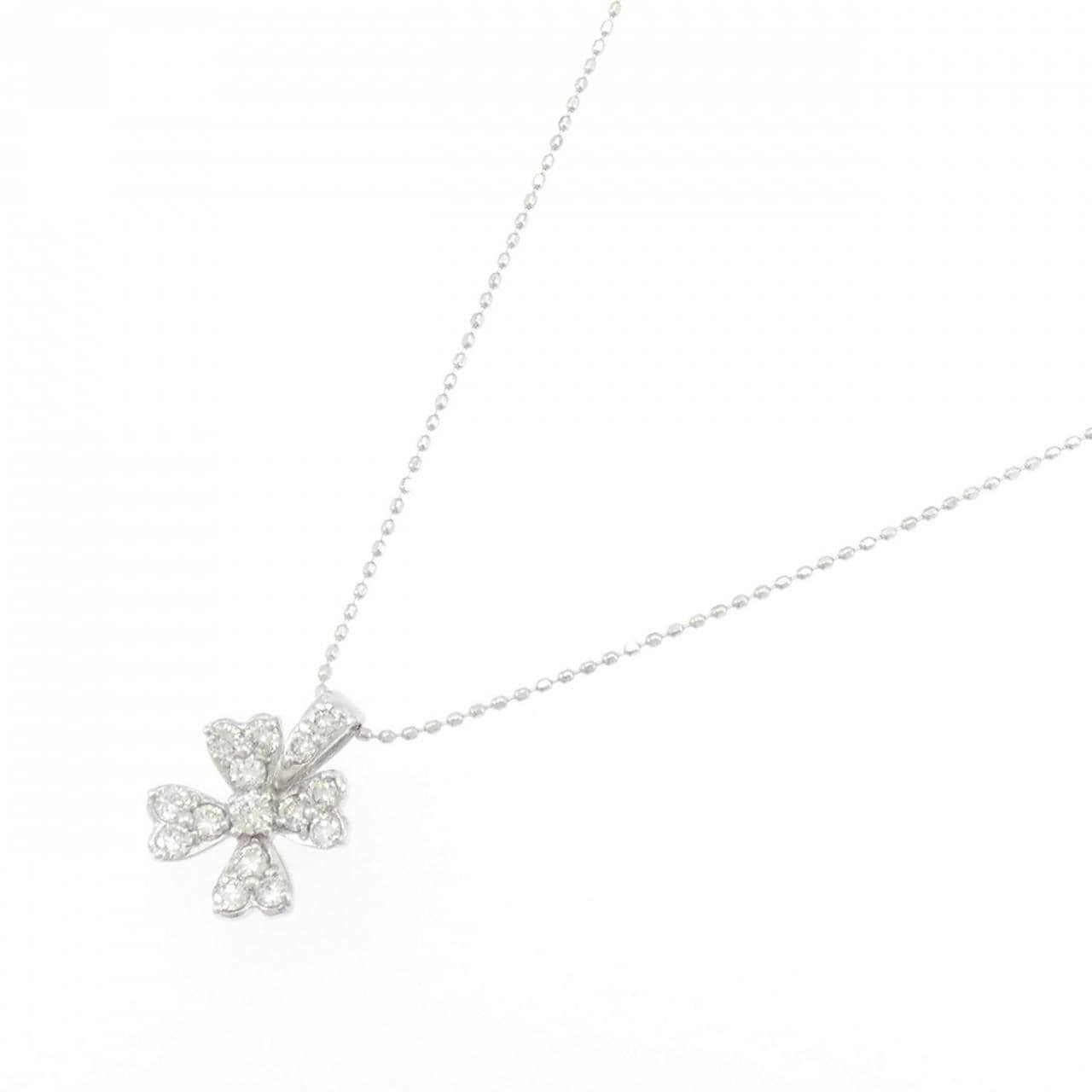 K18WG フラワー ダイヤモンド ネックレス 0.40CT