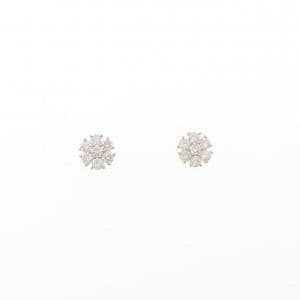 【リメイク】K18YG フラワー ダイヤモンド ピアス 0.30CT