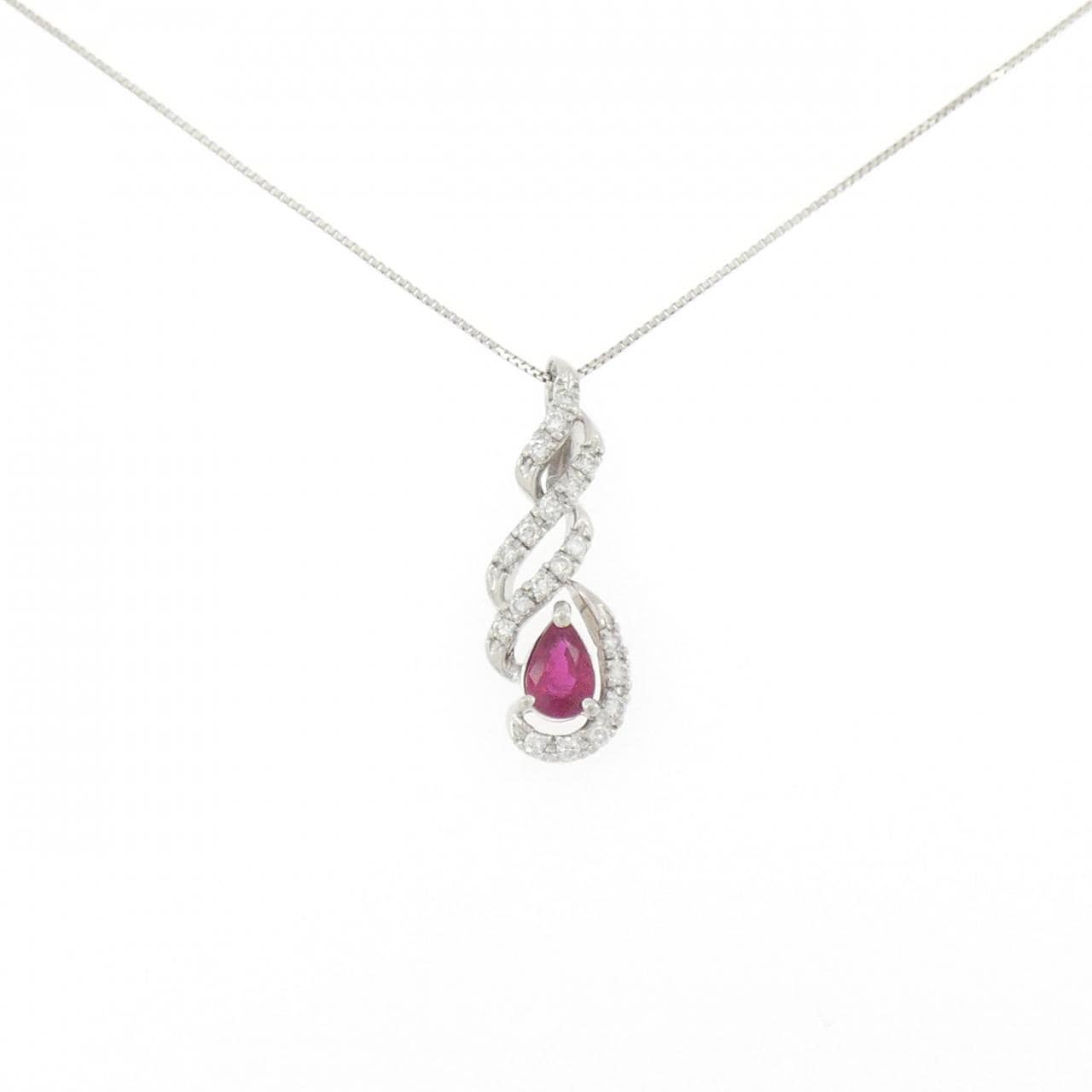 PT900/PT850 ルビー ネックレス 0.48CT