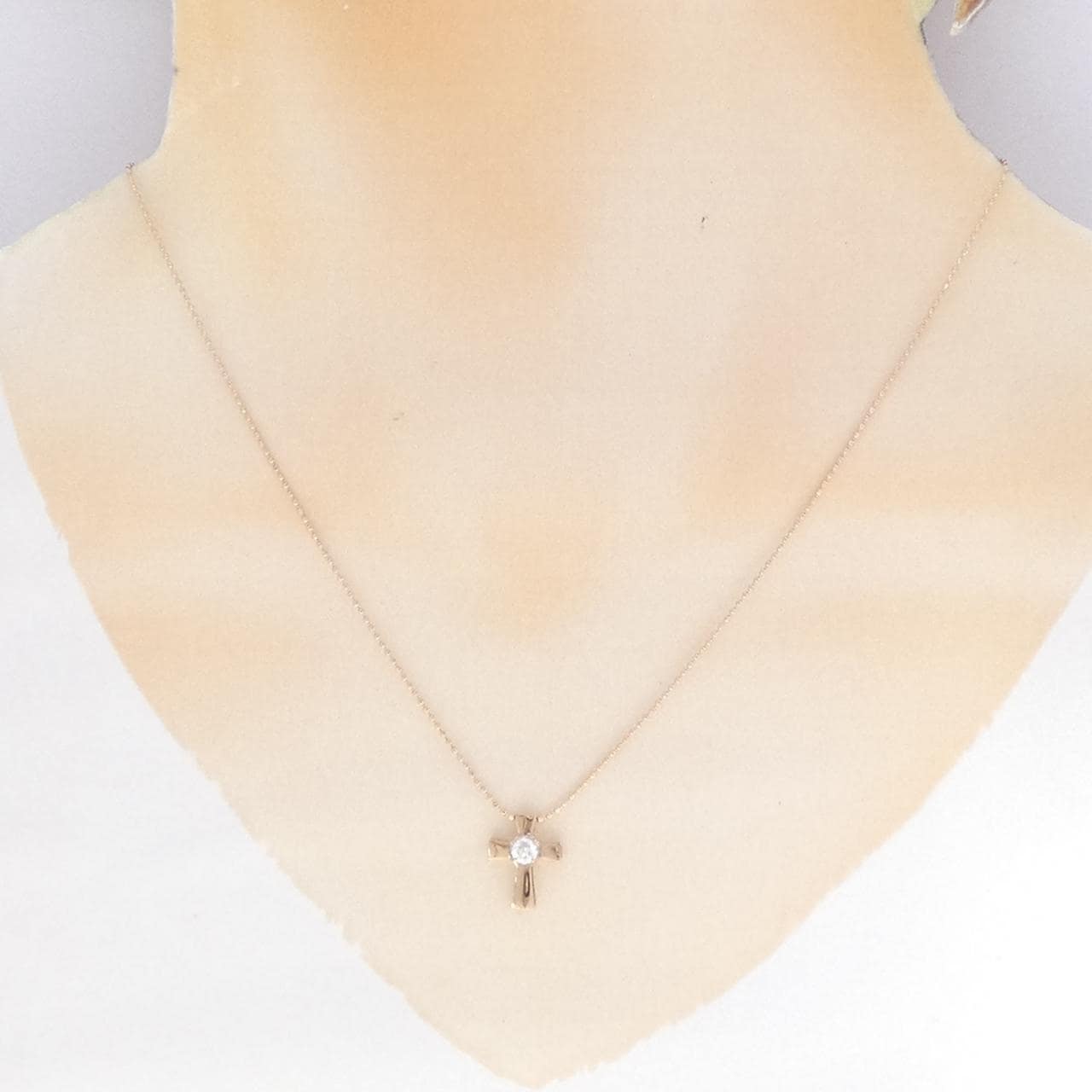 K18PG クロス ダイヤモンド ネックレス 0.15CT