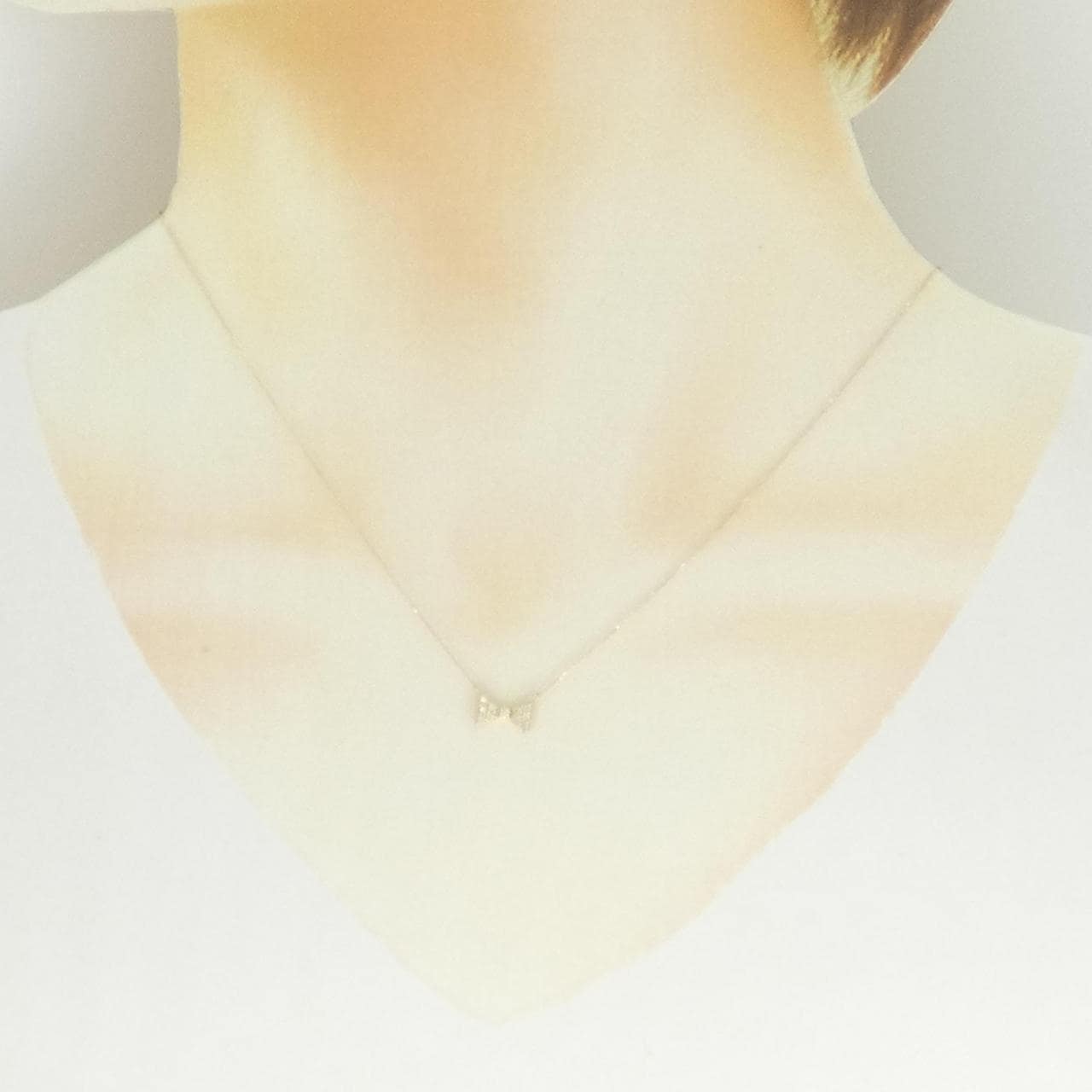 K18YG リボン ダイヤモンド ネックレス 0.10CT