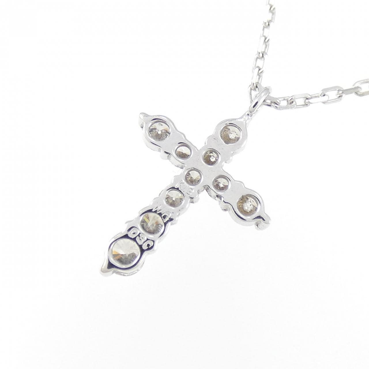 K18WG クロス ダイヤモンド ネックレス 0.30CT