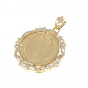 K18YG(枠) ダイヤモンド コイン ペンダント 0.04CT