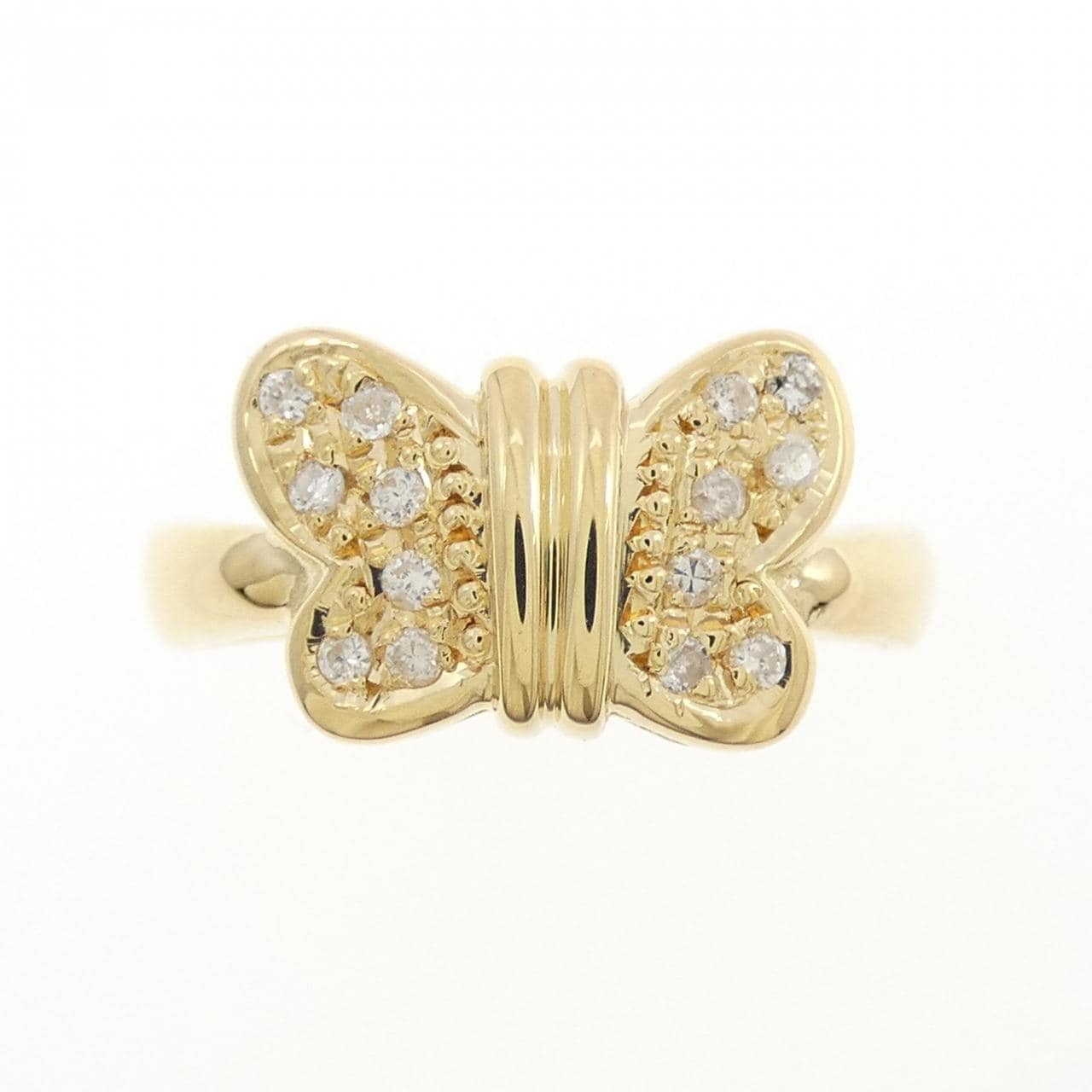 K18YG バタフライ ダイヤモンド リング 0.10CT