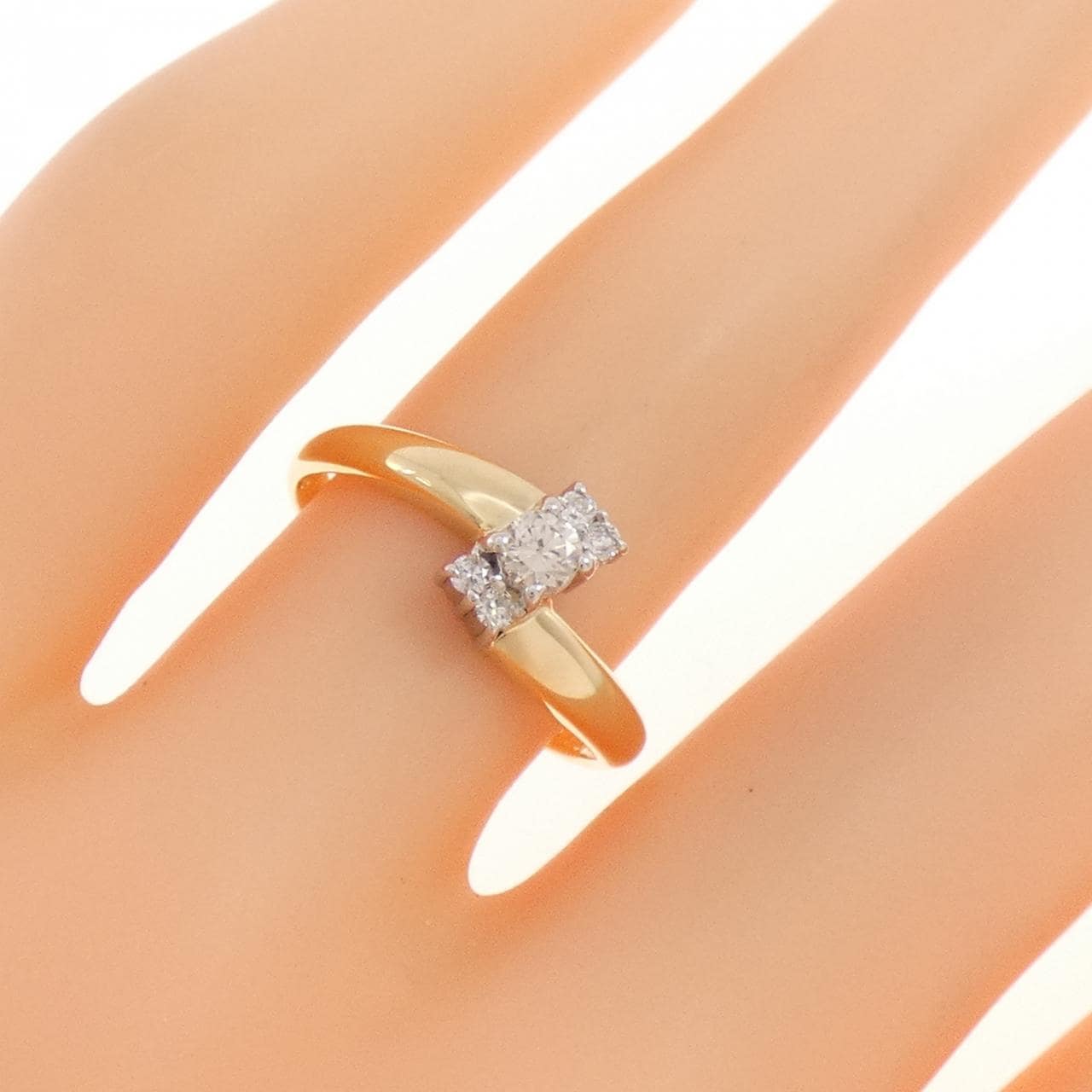 K18YG/PT900 ダイヤモンド リング 0.16CT