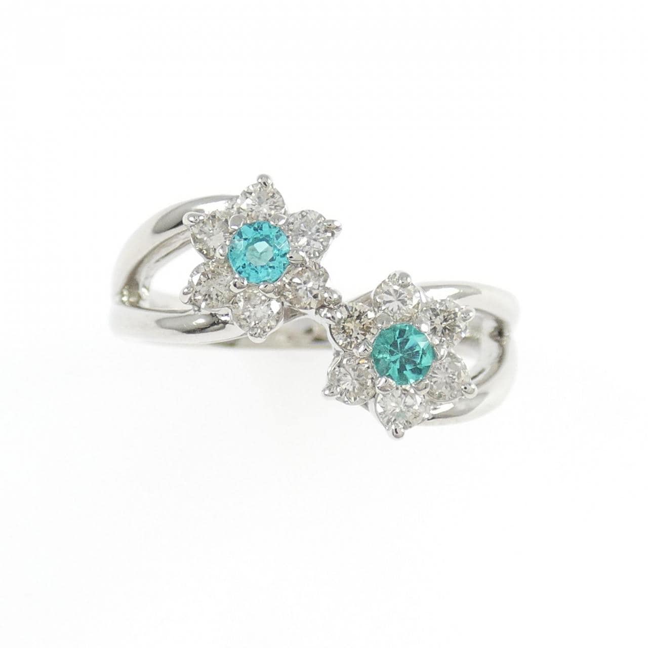 PT900 フラワー パライバトルマリン リング 0.14CT