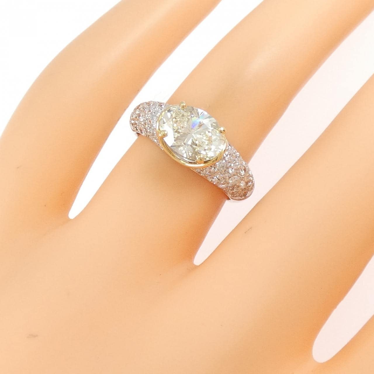 PT900/K18YG ダイヤモンド リング 1.536CT M VS1 オーバルカット