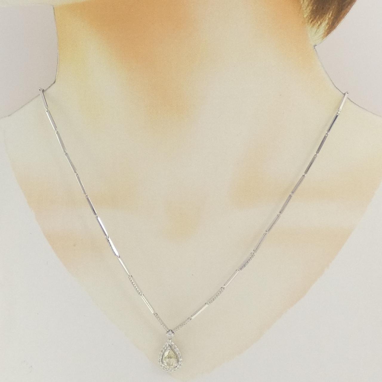 PT900/K14WG ダイヤモンド ネックレス 1.613CT LGGY SI1 ペアシェイプ