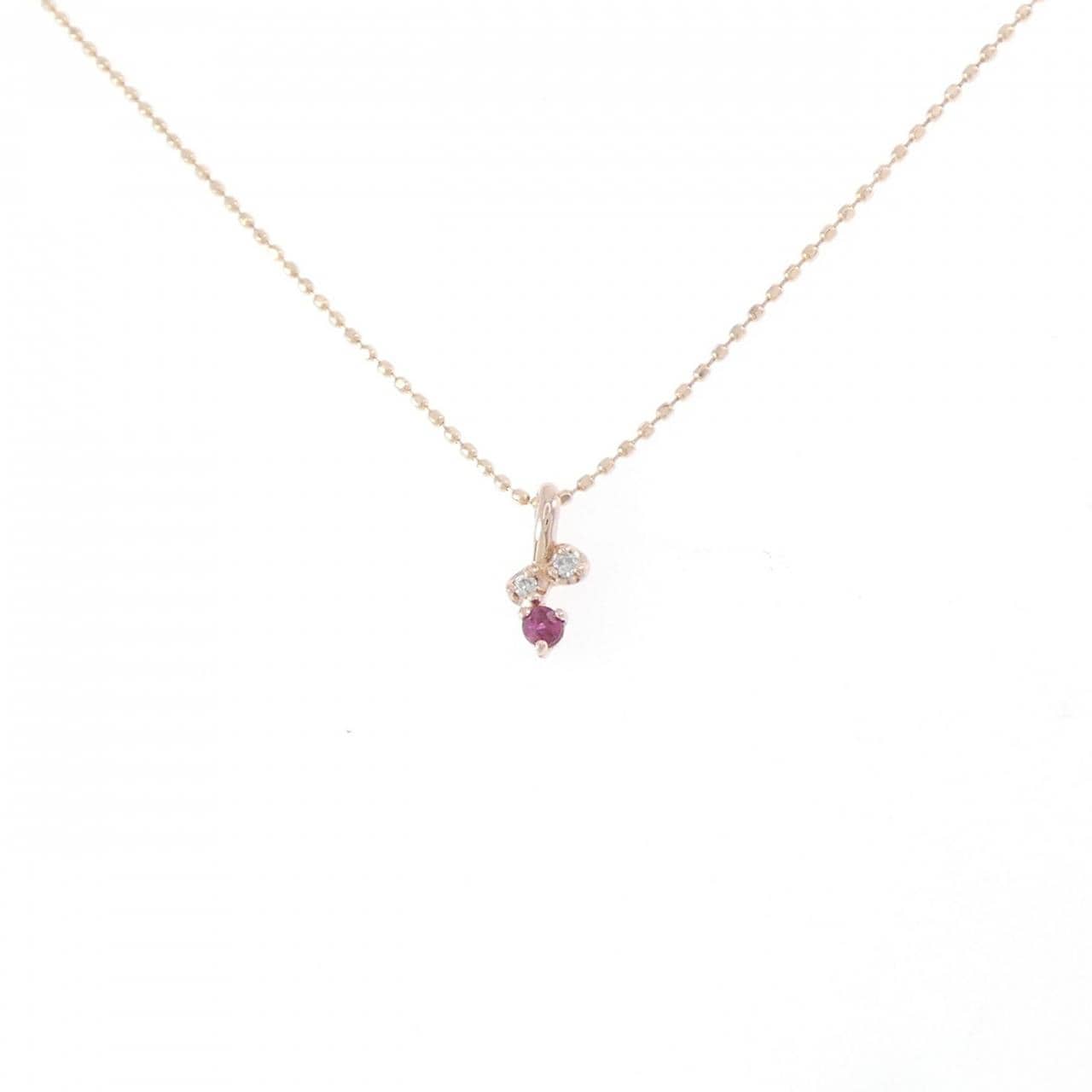 K10PG ルビー ネックレス 0.04CT
