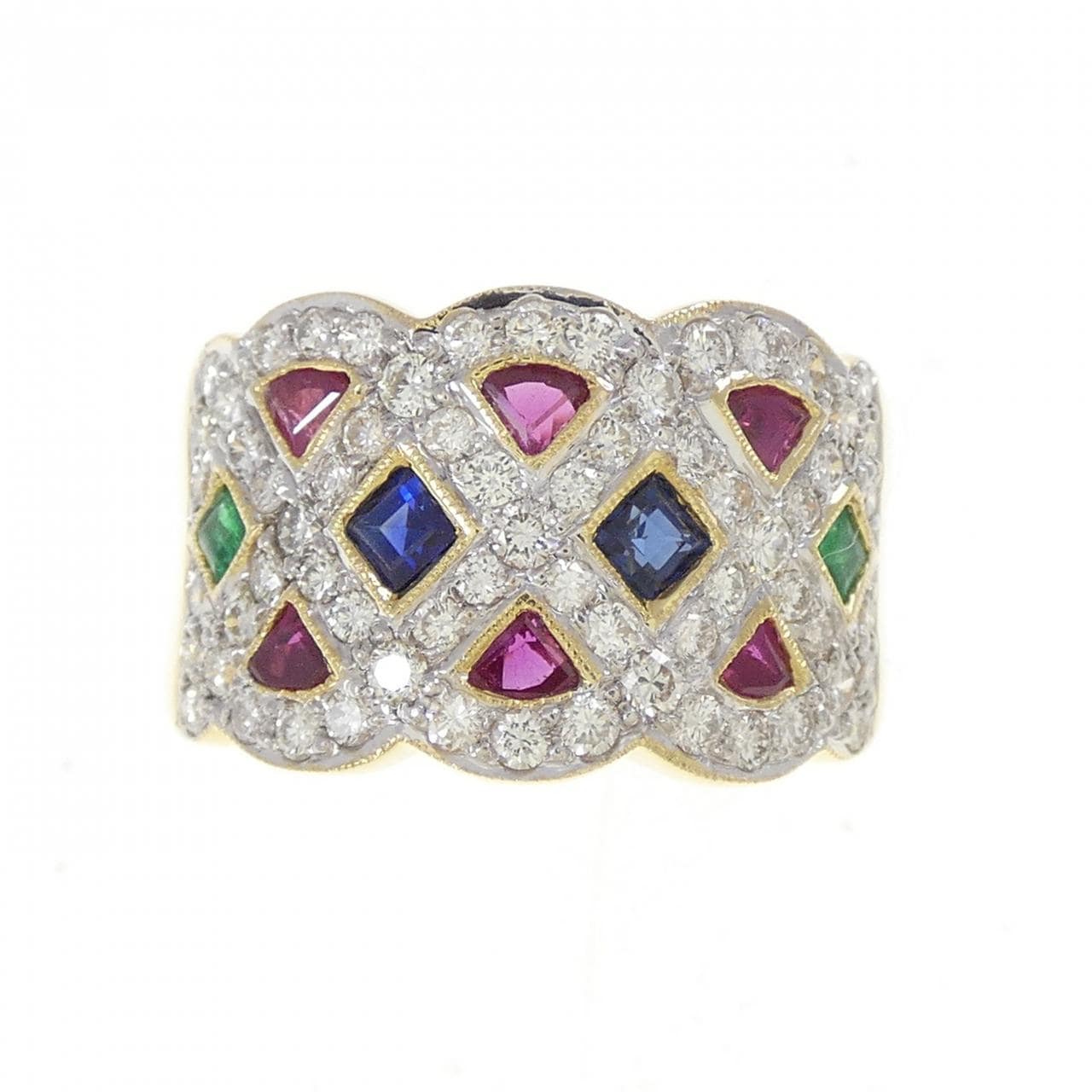 K18YG/K18WG カラーストーン リング