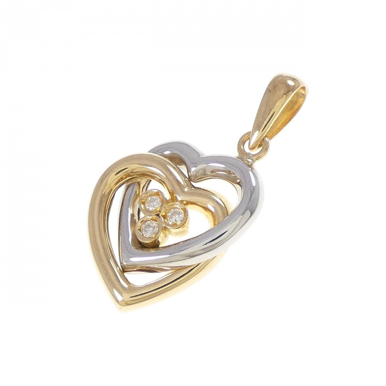 K18YG/PT900 ハート ダイヤモンド ペンダント 0.04CT