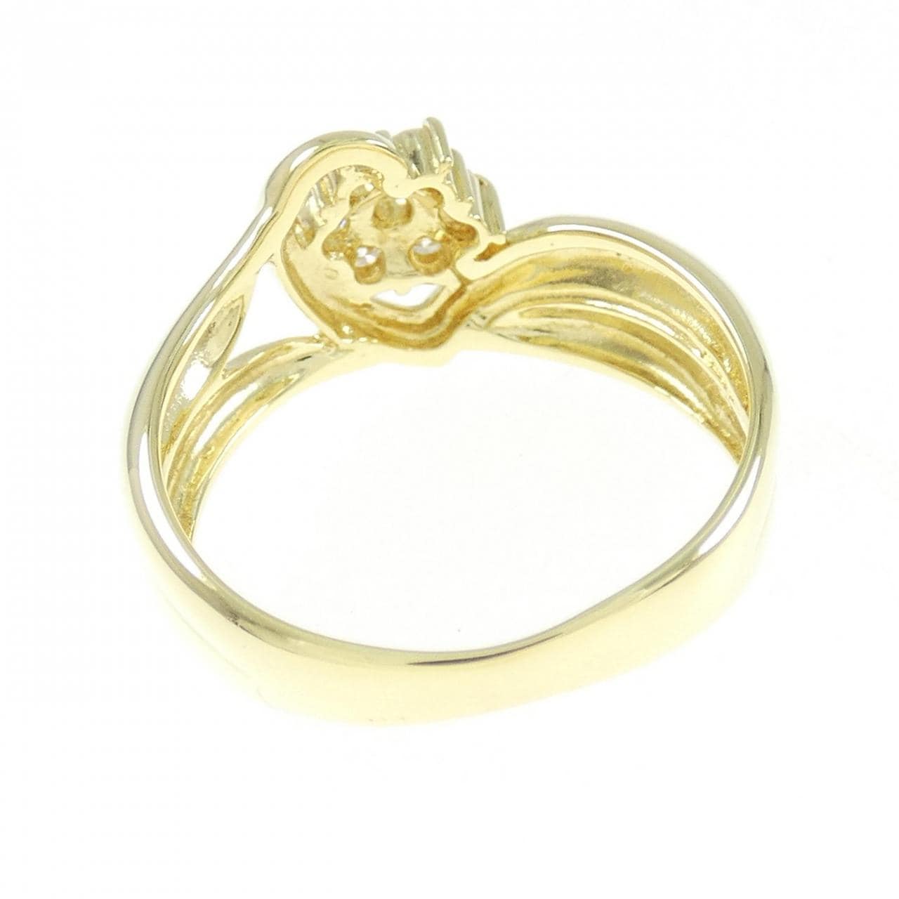 K18YG フラワー ダイヤモンド リング 0.18CT
