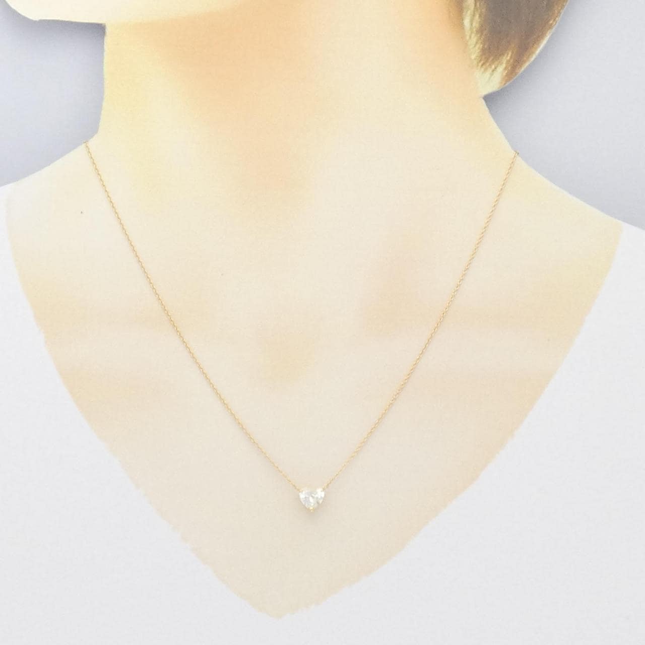 [Remake] K18YG Diamond Necklace 0.779CT K SI1 Heart Shape