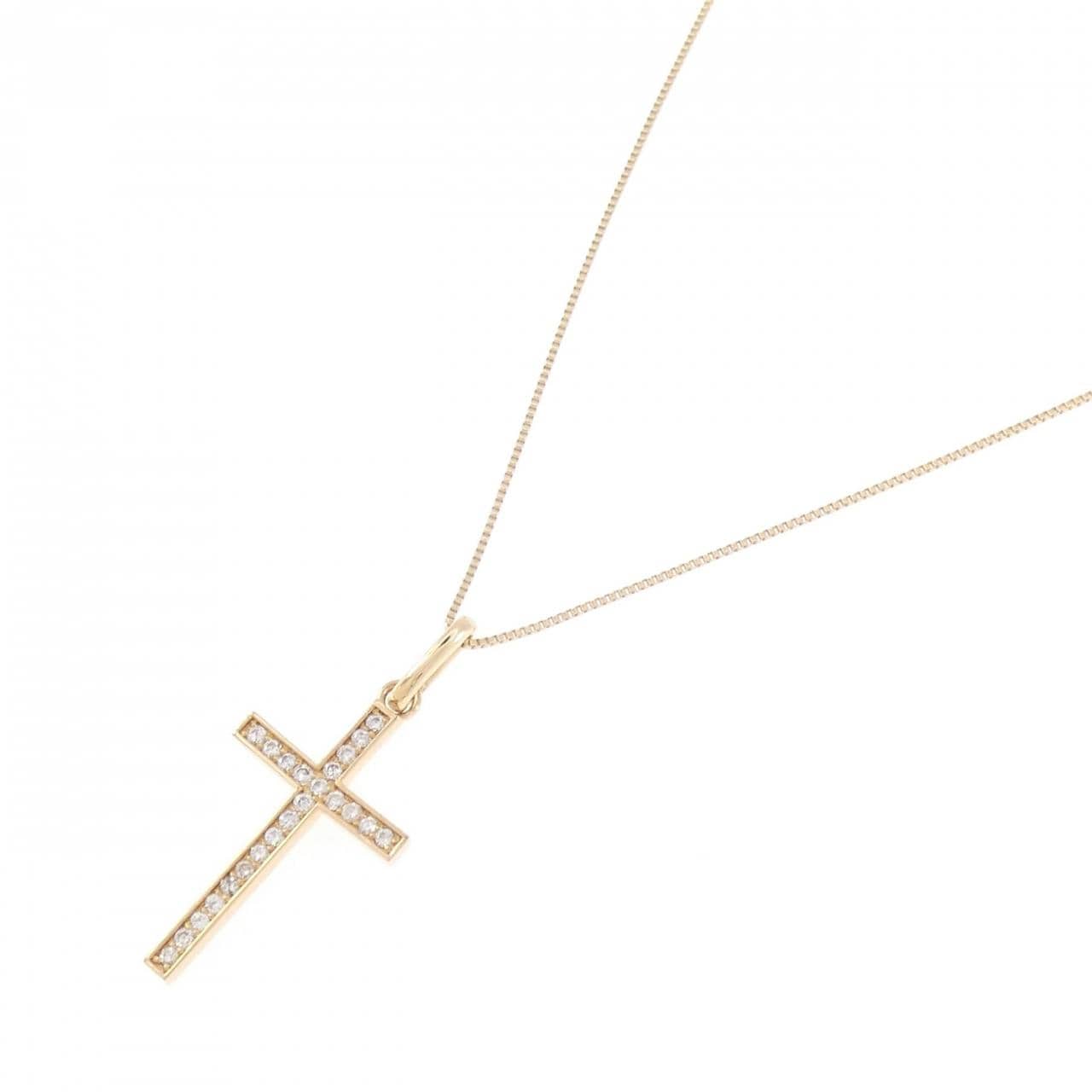 K18YG クロス ダイヤモンド ネックレス 0.24CT