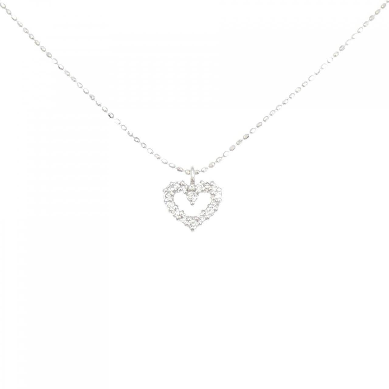 K18WG/750WG heart Diamond necklace 0.13CT