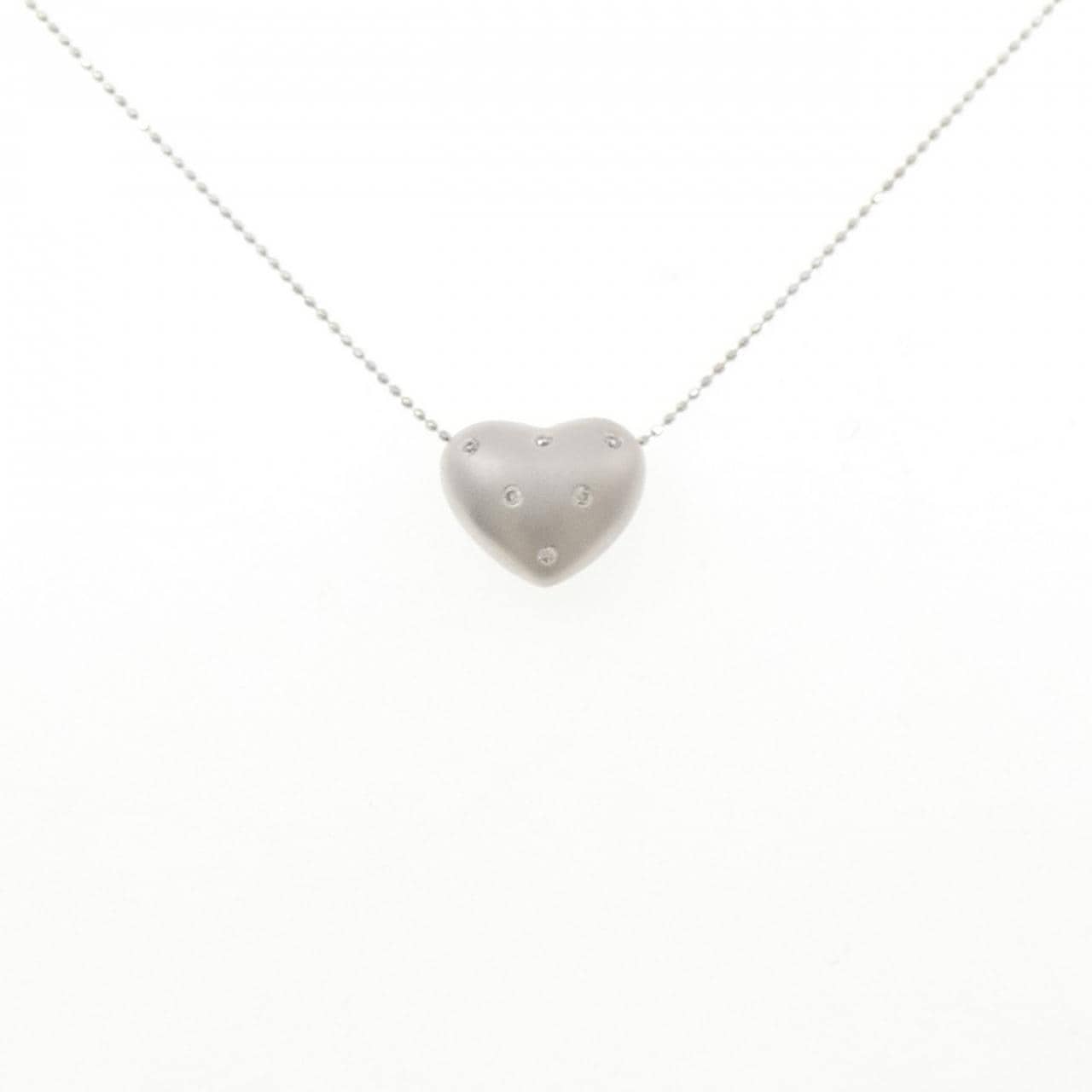 K18WG ハート ダイヤモンド ネックレス 0.05CT