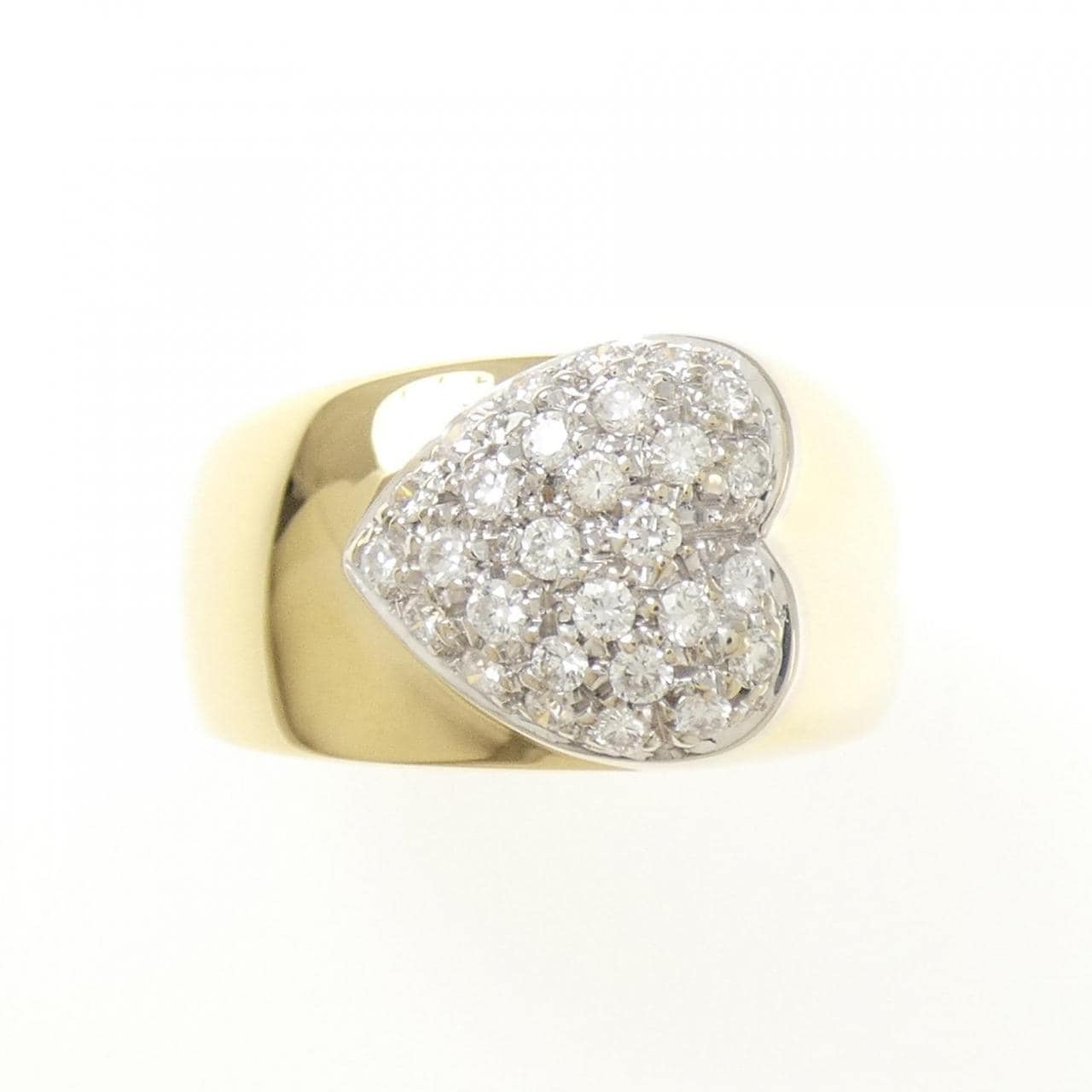 750YG/750WG パヴェ ハート ダイヤモンド リング 0.41CT
