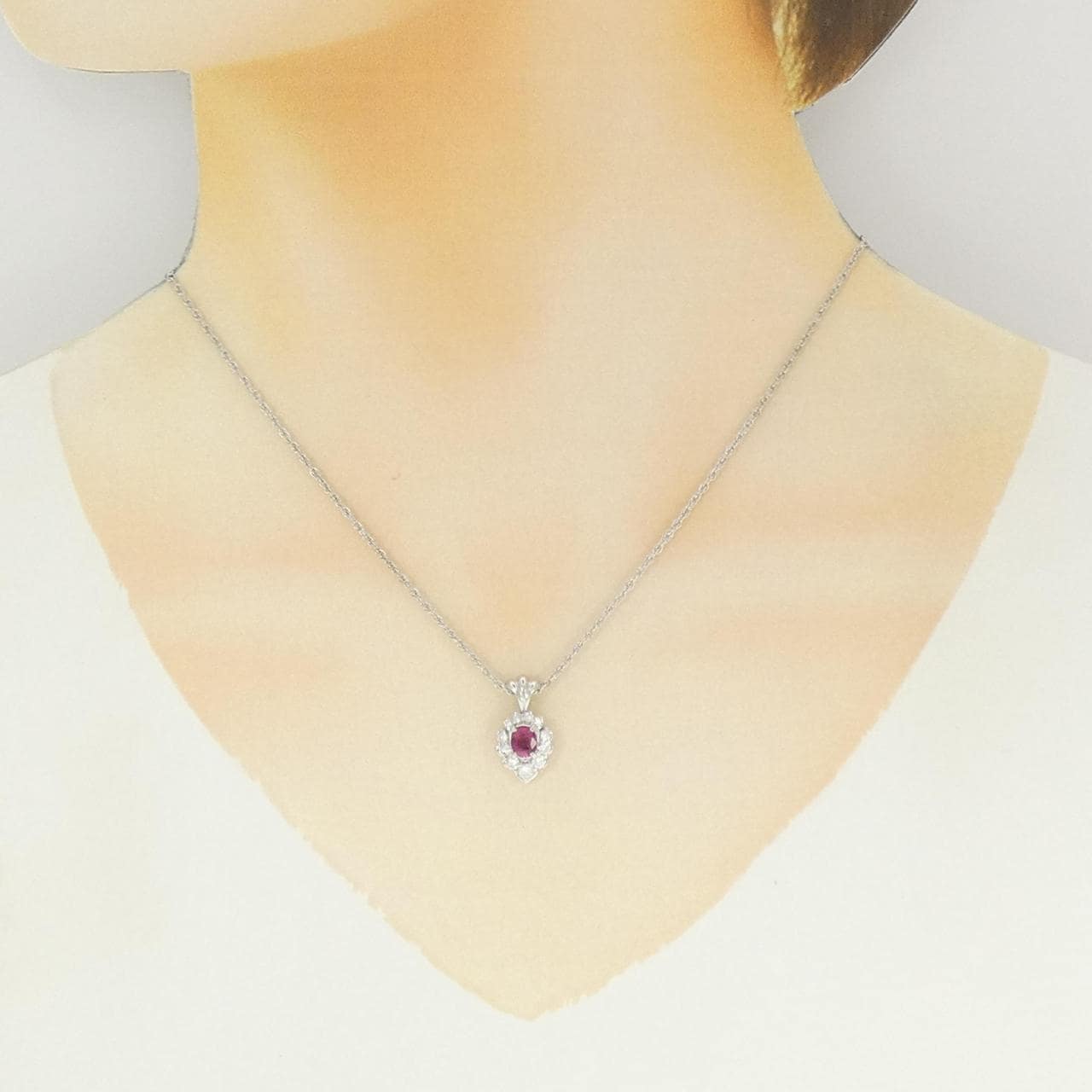PT900/PT850 ルビー ネックレス 0.56CT