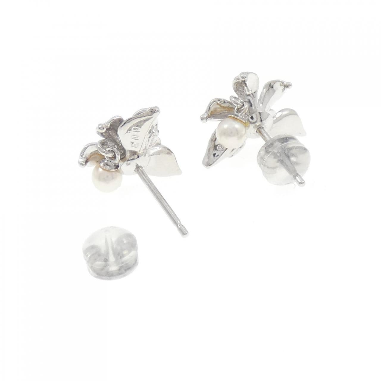 PT900 フラワー アコヤパール ピアス 3.5mm