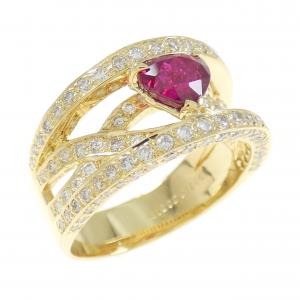 K18YG Unheated Ruby Ring 1.002CT Burmese