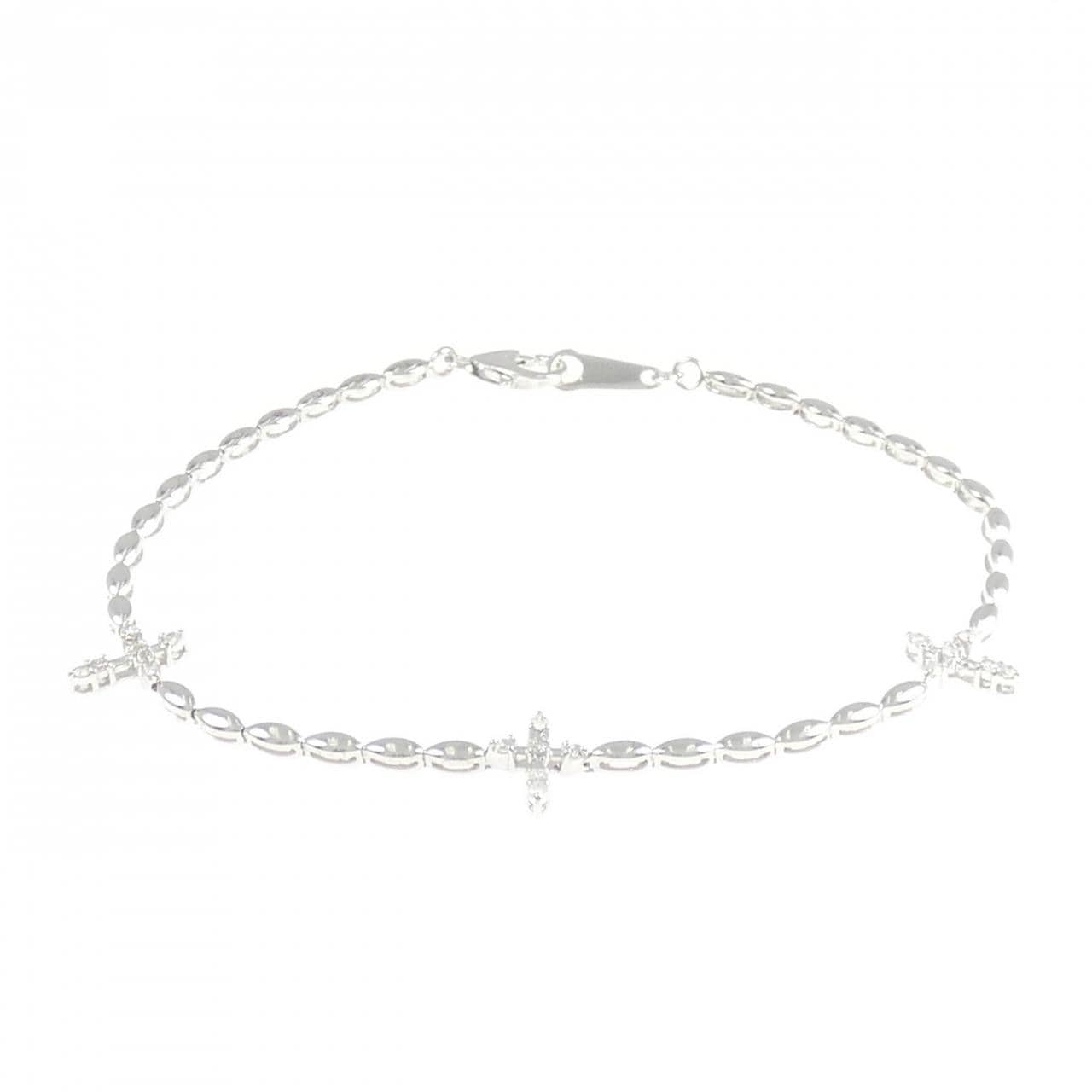 K18WG クロス ダイヤモンド ブレスレット 0.15CT