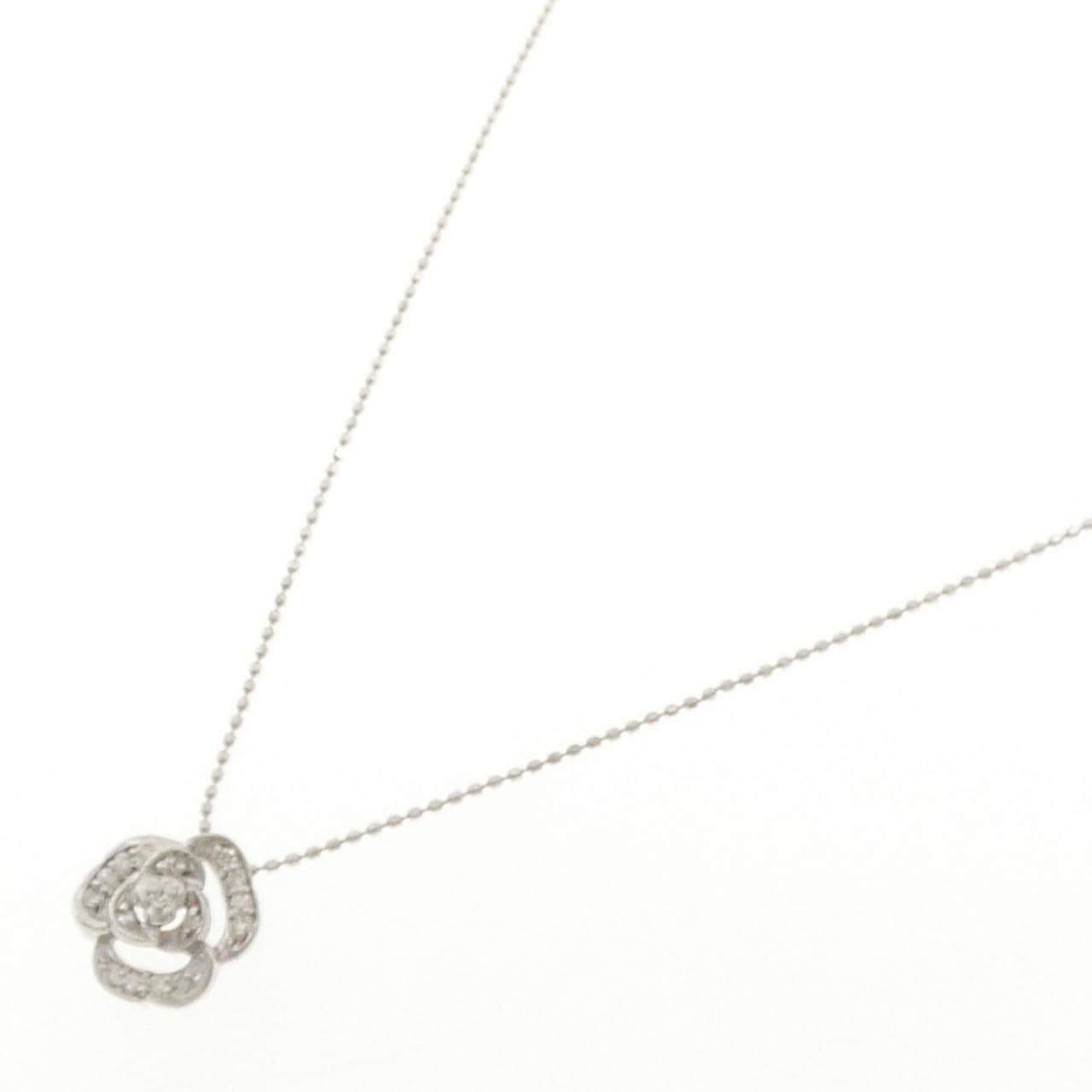 K18WG ローズ ダイヤモンド ネックレス 0.11CT