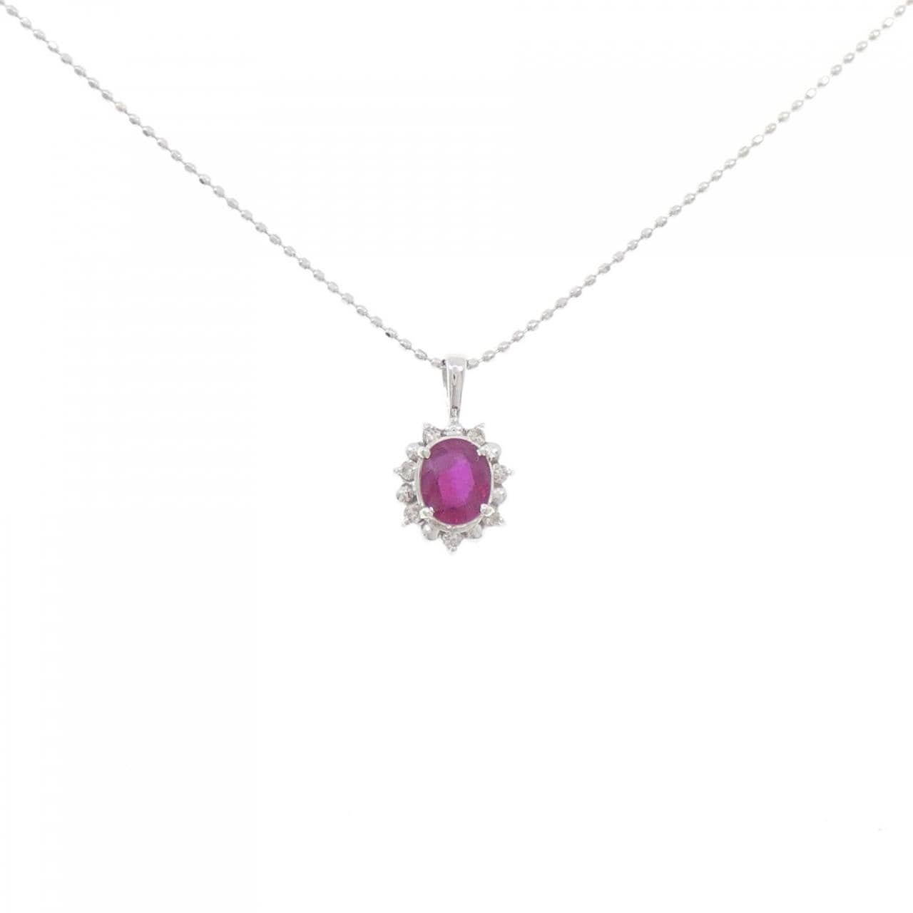 K18WG ルビー ネックレス 0.40CT