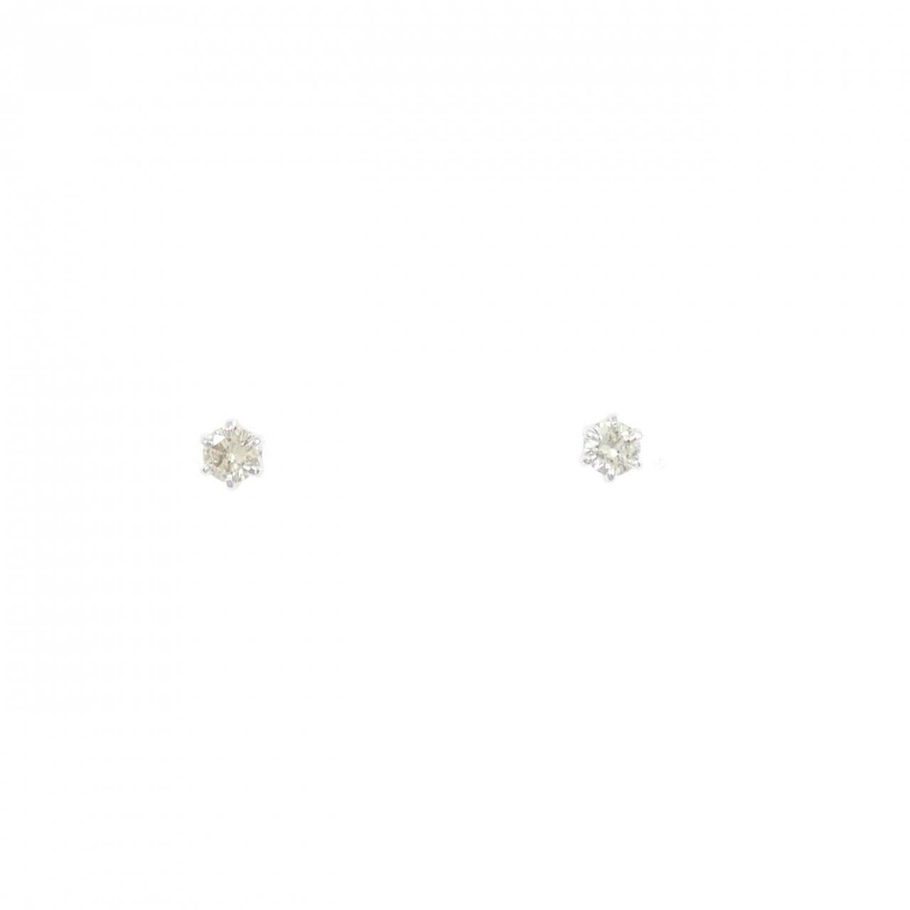 K10WG ソリティアダイヤモンド ピアス 0.10CT