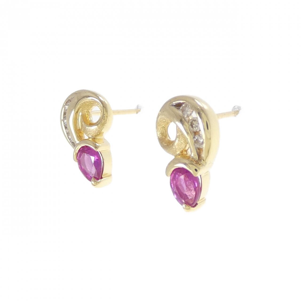 K18YG/K18WG ルビー ピアス